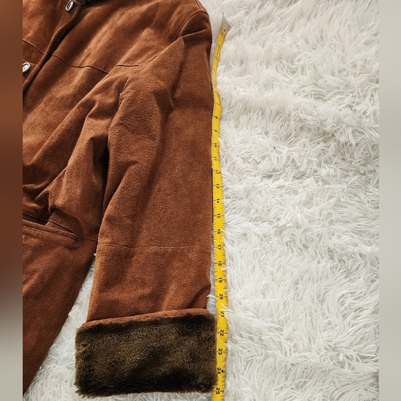 VINTAGE 100% Leather Reversible Brown Jacket Coat Women's Size L VTG - Picture 6 of 12